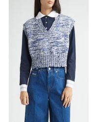 Marni - Disheveled Crop Cotton Sweater Vest - Lyst