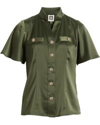 Anne Klein - High Neck Short Sleeve Button-Up Shirt - Lyst