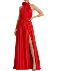 Mac Duggal - Rosette Halter Chiffon Evening Gown - Lyst