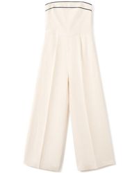 Mango - Mono Corso Strapless Linen Jumpsuit - Lyst