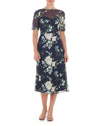 JS Collections - Josephine Floral A-line Midi Dress - Lyst