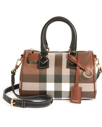 Burberry - Mini Check Canvas & Leather Bowling Bag - Lyst