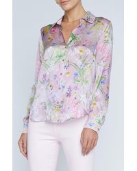 L'Agence - Tyler Floral Silk Button-up Shirt - Lyst