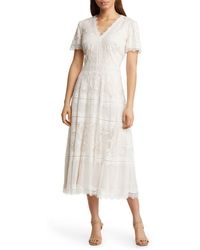 Tadashi Shoji - Lace & Mesh Midi Cocktail Dress - Lyst