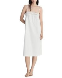 Mango - Lace Trim Cotton Nightgown - Lyst