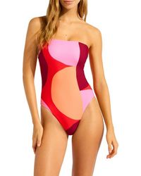 Seafolly - Bandeau High Leg One-Piece Swimsuit - Lyst