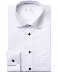 Eton - Classic Fit Navy Buttons Twill Dress Shirt - Lyst