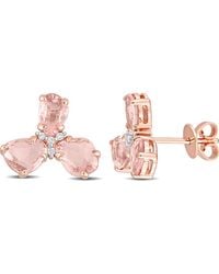 Julianna B - Sapphire & Diamond 3-Stone Stud Earrings - Lyst