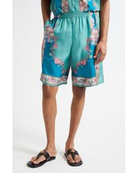 Versace - Coral Theatre Silk Shorts - Lyst