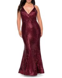 La Femme - Sequin Plus Size Dress With Criss Cross Back - Lyst