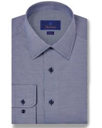 David Donahue - Slim Fit Micro Houndstrooth Stretch Cotton Twill Dress Shirt - Lyst