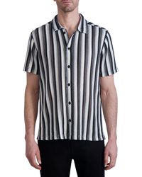 Karl Lagerfeld - Stripe Knit Short Sleeve Button-up Shirt - Lyst