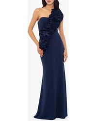 Betsy & Adam - Rosette One-Shoulder Trumpet Gown - Lyst