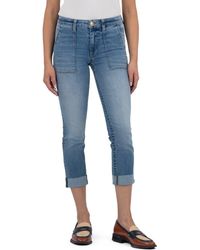 Kut From The Kloth - Stevie Raw Hem Crop Straight Leg Utility Jeans - Lyst