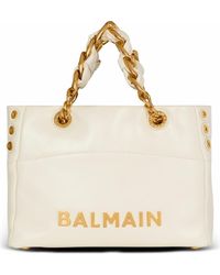 Balmain - 1945 Soft Small Crinkled Leather Tote Bag - Lyst