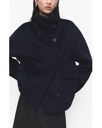 Mango - Funnel Neck Wool Coat - Lyst
