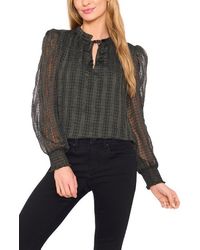 Cece - Mixed Print Split Neck Top - Lyst