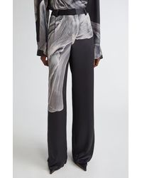 Jason Wu - Dancing Pleat Print Satin Straight Leg Pants - Lyst