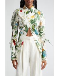 Monse - Floral Skeleton Print Cutout Cotton Button-up Shirt - Lyst