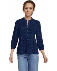 Lands' End - Plus Size Lightweight Jersey Button Pintuck Top - Lyst