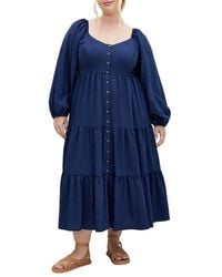 City Chic - Portia Button-Front Long Sleeve Midi Dress - Lyst
