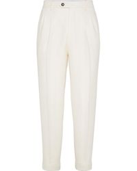 Brunello Cucinelli - Diagonal Twill Trousers - Lyst