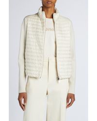 Moncler - Quilted Down & Virgin Wool Knit Cardigan - Lyst