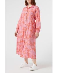 Marina Rinaldi - Zona Floral Print Long Sleeve Shirtdress - Lyst