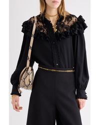 Chloé - Silk Crepe De Chine Shirt With Lace Details - Lyst