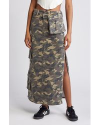 Hidden Jeans - Camo Cargo Denim Maxi Skirt - Lyst