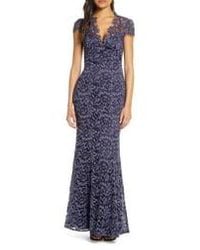 eliza j scalloped edge lace gown