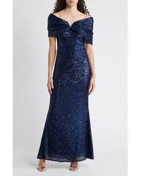 Vince Camuto - Sequin Off The Shoulder V-Neck Stretch Dress - Lyst