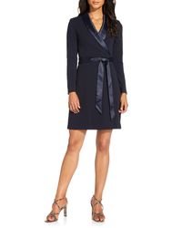 Adrianna Papell - Tux Long Sleeve Crepe Faux Wrap Dress - Lyst