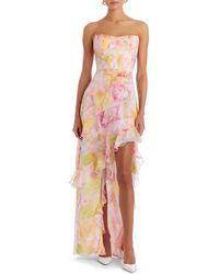 Amanda Uprichard - Magnolia Floral Strapless Gown - Lyst