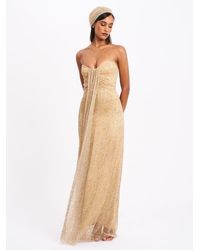 Miss Circle - Ada Rhinestone Embellished Strapless Gown With Head Scarf - Lyst