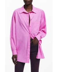 Desigual - Graphic Oversize Cotton Button-Up Shirt - Lyst