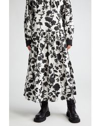 Max Mara - Udente Floral Print Tiered Cotton & Silk Skirt - Lyst