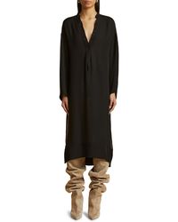 Khaite - The Brom Long Sleeve Silk Midi Dress - Lyst