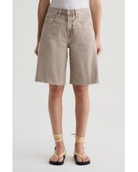 AG Jeans - Hattie High Waist Raw Hem Denim Barrel Shorts - Lyst