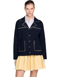 Sandro - Studded Blazer Collar Cardigan - Lyst