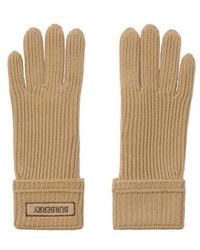 Burberry - Logo Patch Wool Blend Gloves - Lyst