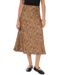 1.STATE - Leopard Print Midi Skirt - Lyst
