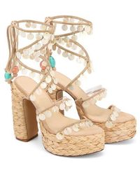 Naked Wolfe - Fantastic Ankle Wrap Raffia Platform Sandal - Lyst