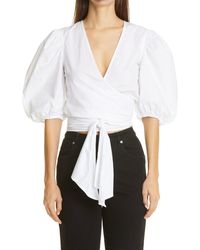 ganni olayan poplin wrap top