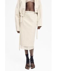 Mango - Layered Cotton & Linen Midi Skirt - Lyst