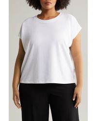 Eileen Fisher - Crewneck Organic Cotton Blend Jersey T-shirt - Lyst