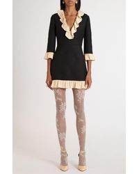 Valentino Garavani - Ruffle Trim Crepe Couture Minidress - Lyst