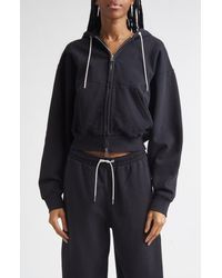 Alexander Wang - Rhinestone Drawstring Zip Hoodie - Lyst