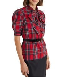 Vineyard Vines - Plaid Bow Neck Stretch Cotton Poplin Button-Up Shirt - Lyst