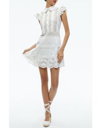 Alice + Olivia - Meeko Embroidered Eyelet & Lace Trim Cotton Minidress - Lyst